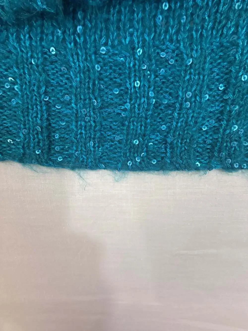 Christopher & Banks Women's Teal Sequin Embellished Cowl Neck Sweater